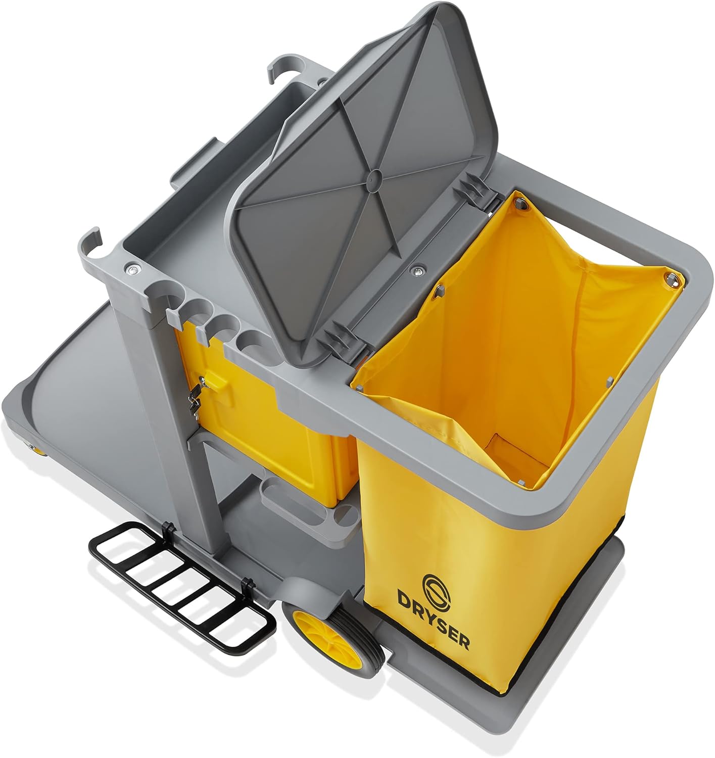 Dryser Commercial Janitorial Cleaning Cart on Wheels - Housekeeping Caddy with Key-Locking Cabinet