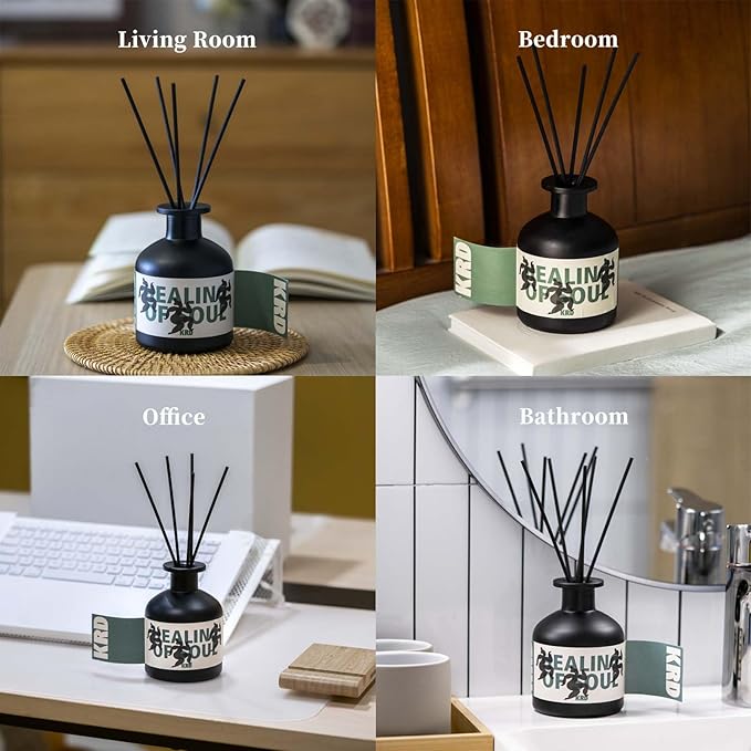 KRD Moroccan Mint Tea Reed Diffuser Set, 3.38 fl oz (100ml) Premium Scented Oil Diffuser with 8 Natural Rattan Sticks, Long-Lasting Fragrance for Home Office Bathroom Decor