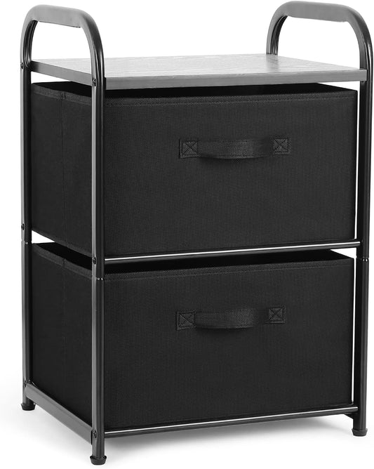 MAX Houser Dresser for Bedroom with 2 Drawers, Wide Chest of Drawers, Fabric Dresser, Storage Organizer Unit with Fabric Bins for Closet, Living Room, Hallway, Nursery,Black