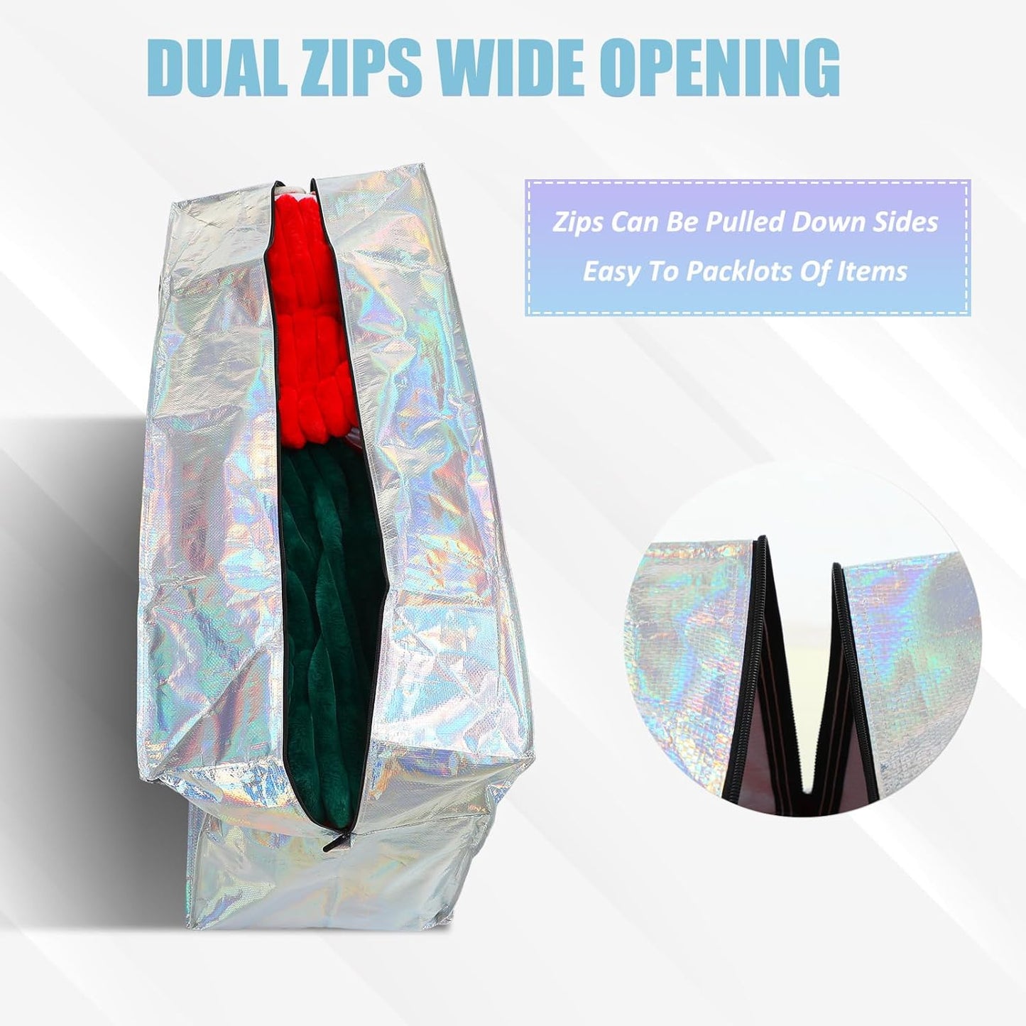 4 Pcs 66 Gallon Large Moving Bags with Zipper and Handles Foldable Storage Duffle Bags Heavy Duty Extra Large Totes for College Dorm Travel Clothes Blankets Bedding Moving (Iridescent)