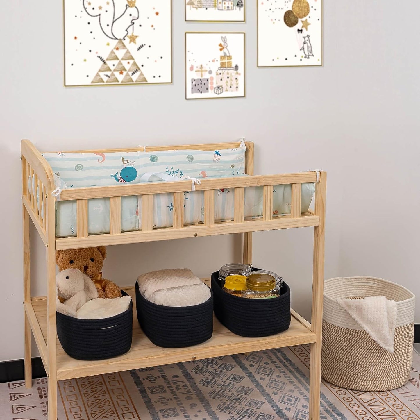 CubesLand Cute Black Basket Bins,Small Woven Storage Baskets for Shelf,Baby Nursery Basket Bin,Cube Organizer Basket Bin,Soft Toys Storage Basket,Home Decor Organization Bins 12 x 8 x 5 inches