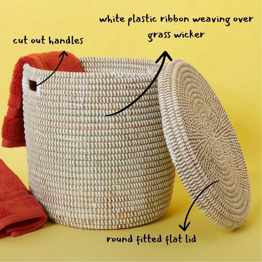 Shelf Basket, Organizing, Home Decor, Wicker Basket, Small Storage for Towels, Toilet Paper, and Toiletries, Woven, 12" wide, White