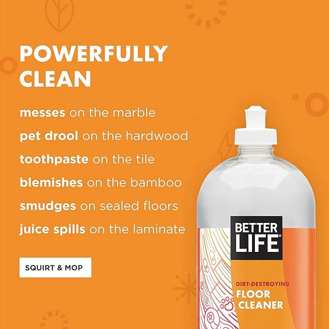 Better Life Floor Cleaner - Liquid Multipurpose Cleaner for Wood, Tile, Laminate, Vinyl, Bamboo - Hardwood Floor Cleaner for Mopping - Citrus Mint, 32 Fl Oz (Pack of 2)