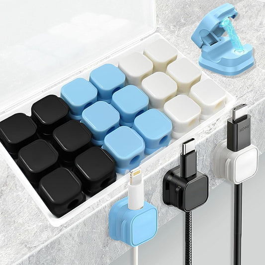18 Pack Cord Organizer Holder, Magnetic Cable Clips Management, Easy Adhesive Phone Charging Cable Keeper, Hide Or Organize Desk Cable for Kitchen, Office, Car, Nightstand（3Colors）