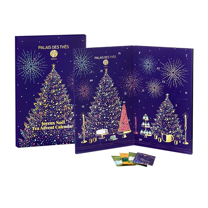 Palais des Thés - Tea Advent Calendar - Holiday Collection | 24 Premium French Delightful Tea Bags | Black, Green, Single Estate, Herbal & Rooibos Teas