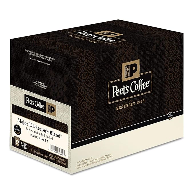 Peet's Coffee & Tea Coffee Major Dickason's Blend K-Cup Portion Pack for Keurig K-Cup Brewers, 22 Count
