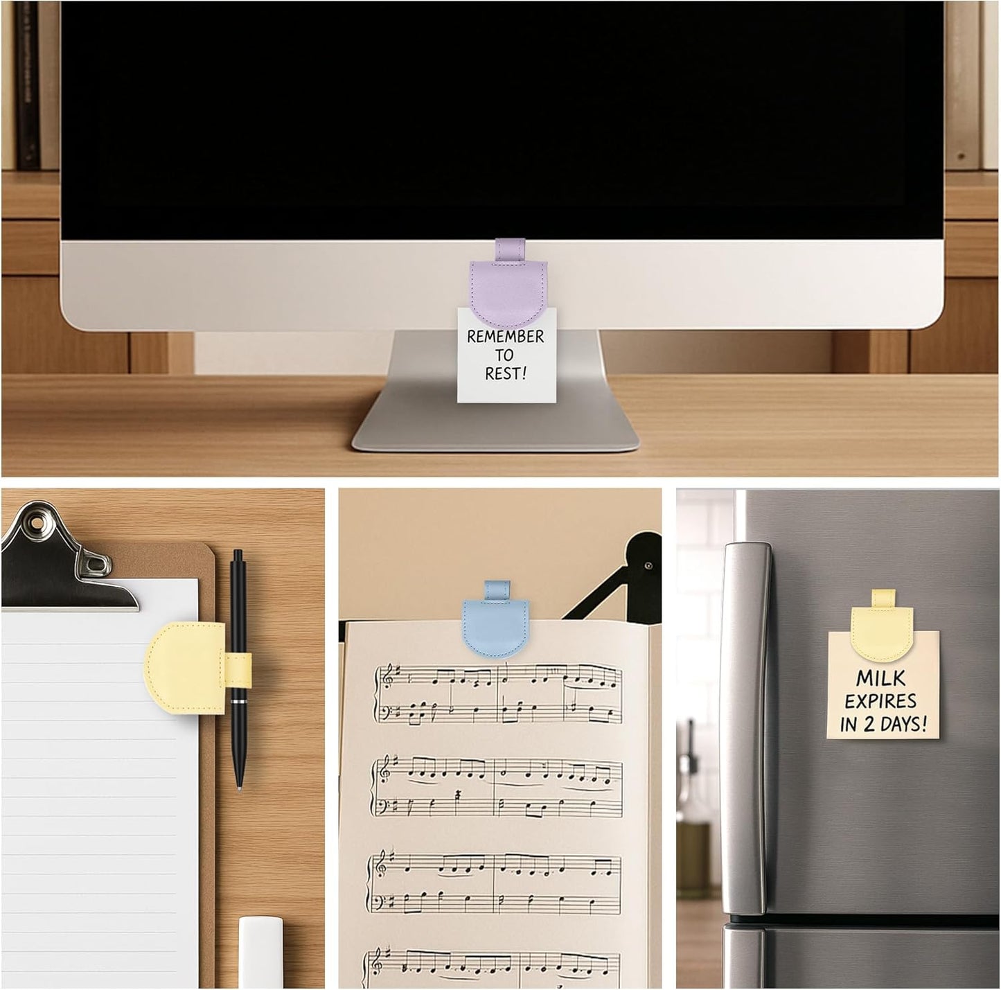 Magnetic Pen Loop Holder, Pencil Holder for Notebooks, Journals, Calendars, PU Leather 3 Pack