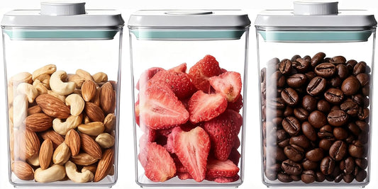 Pop Food Storage Containers Set Airtight Food Storage Containers with Pop Lids, Kitchen Pantry Organization and Storage, Cereal, Rice, Flour, Pasta & Snack Container, BPA Free, 3 x 1.2Qt