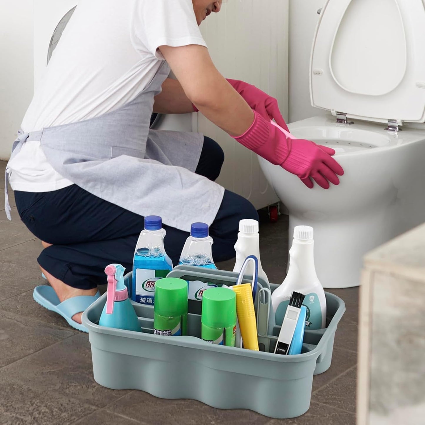 6-Pack Plastic Shower Caddy Tote, Portable Storage Caddy Basket Organizer with Handle, Commercial Caddy Tray Tool Organizer Bucket