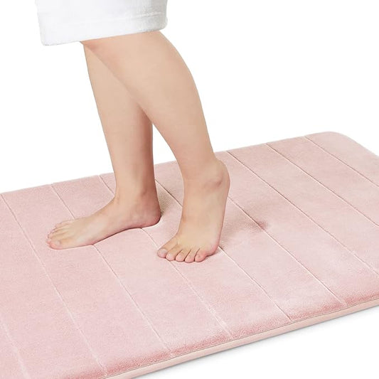 Yimobra Bathroom Runner 60"x24", Non Slip Memory Foam Bath Mat, Super Soft Water Absorbent Hallway Carpet, Machine Washable Rug for Vanity Tub Shower, Pink