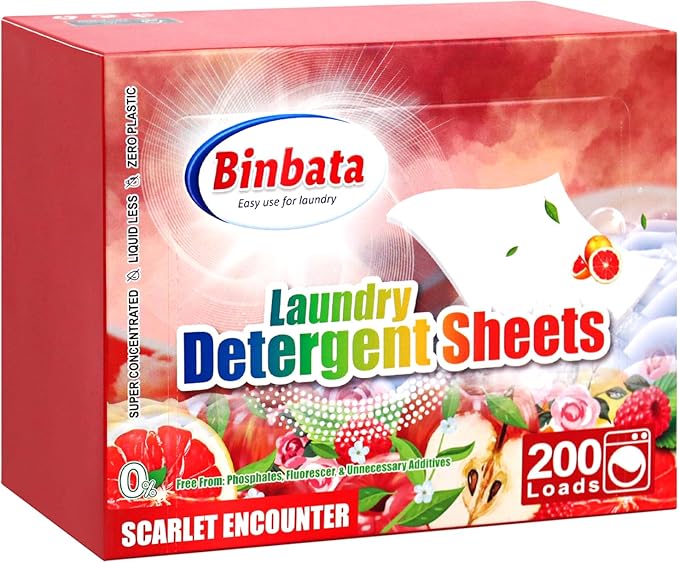 Laundry Detergent Sheets, 200 Loads Scarlet Encounter Scent Hypoallergenic Eco Laundry Sheets, Biodegradable Plastic Free Liquidless Laundry Sheets Detergent Suitable for Sensitive Skin