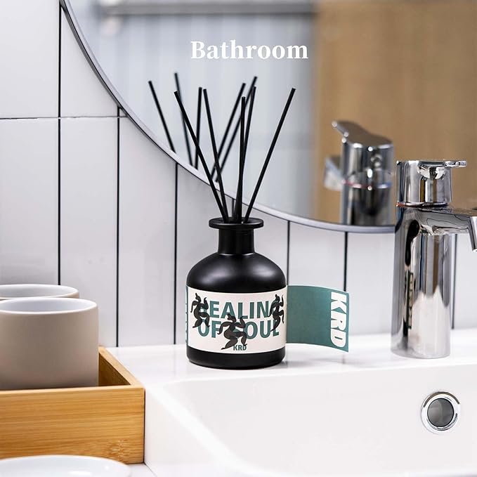 KRD 8.45 fl oz (250ml) Reed Diffuser Set, Premium Essential Oil Diffuser with 8 Natural Rattan Sticks, Long-Lasting Fragrance for Home Bathroom Decor, Tomato