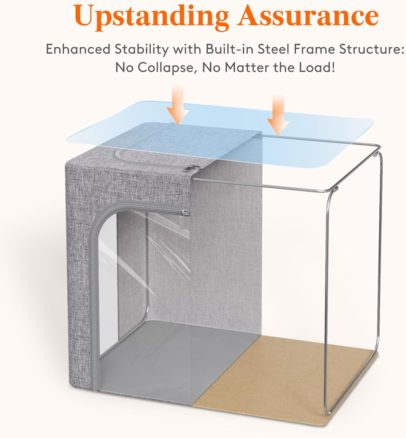 Lifewit Clothes Storage Bins with Metal Frame, Stackable Storage Box, Foldable Clothing Storage Bins with Lids, 40L Storage Bags Fabric Box Organizer with Clear Window＆ Zippers＆ Sturdy Handles 6 Pack