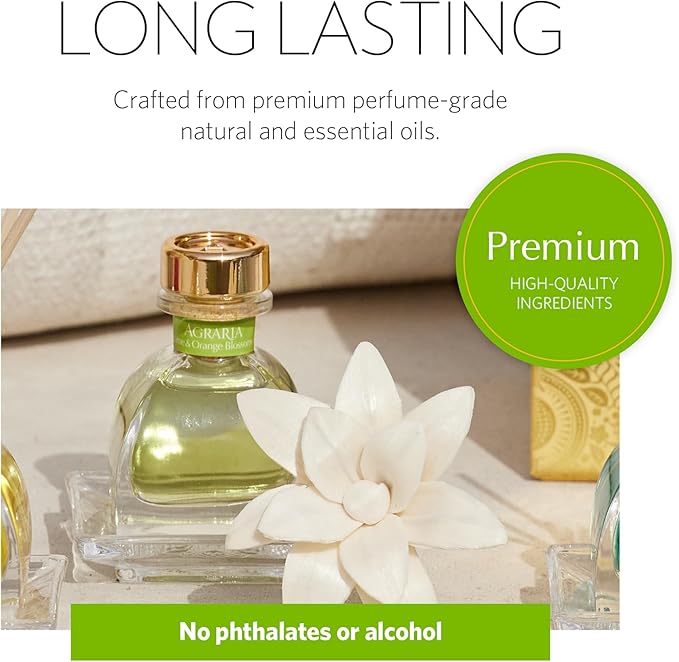 AGRARIA PetiteEssence Flower and Reed Diffuser Set, Hand Crafted Sola Flower Botanical Home Fragrance Set, Scented Oil Gift for All Occasions