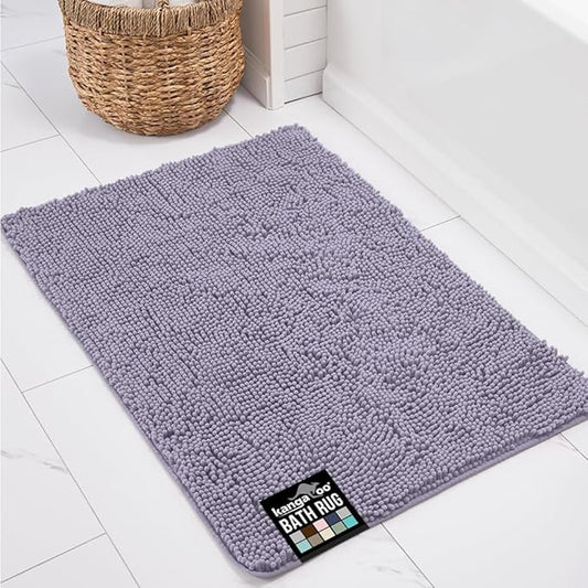 KANGAROO Bathroom Rugs, Chenille Soft Absorbent Bath Rug, Shaggy Shower Mat, Quick Dry Machine Wash Bathmat, Plush Carpet Mats for Tub, Bathtub and Room Home Decor Accessories, 36x24, Light Purple