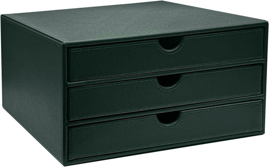 UnionBasic Document Organizer, 3-Drawer File Cabinet Document Storage Box, Office Desktop Filing Organizer, Dark Green