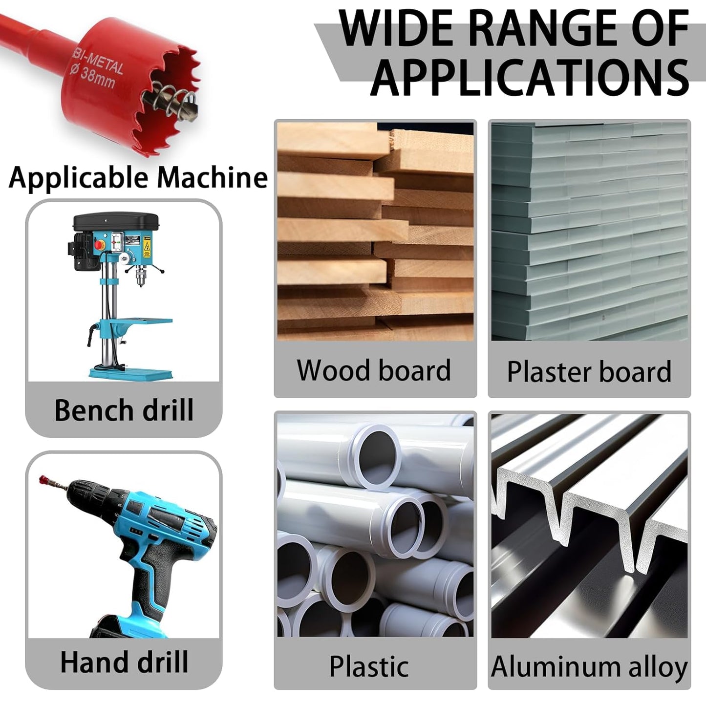 1.5 Inch(38mm) Desk Grommet,13 Pieces Wire Grommet, Desk Hole Cover for Cables with Hole Saw,Plastic Cable Cord Wire Hole Cover for Desk, Table,Cabinet,Countertop and Other Furniture(Black)