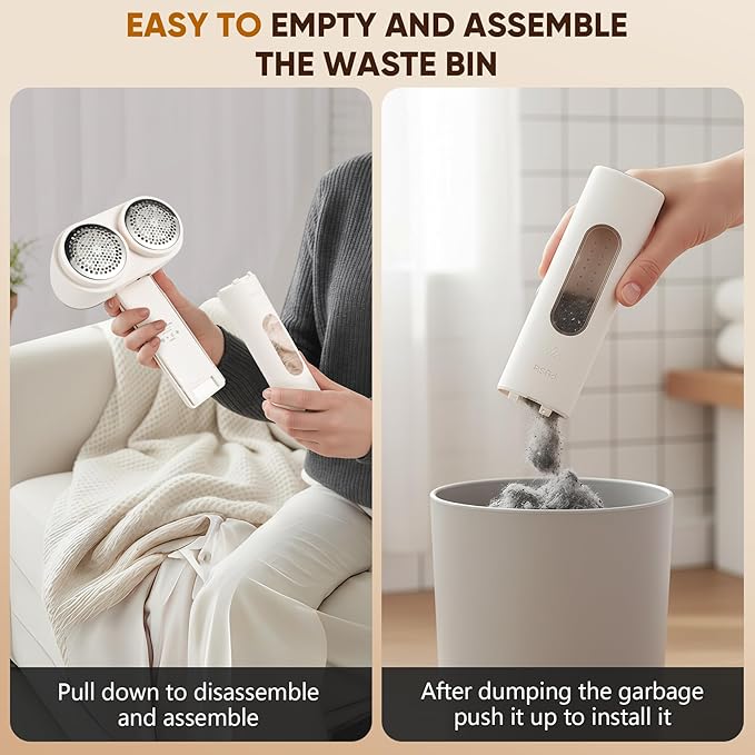 Dual-Head Lint Shaver, Electric Lint Remover, Lint Remover for Clothes, 6 Leaf Blades Defuzzer, Sweater Shavers to Remove Pilling, Electric Shaver for Clothes Couch Furniture, USB Rechargeable