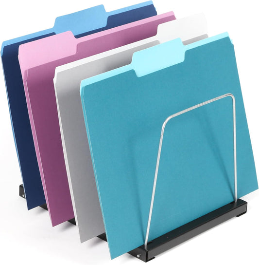 Huron Steel Wire Adjustable Vertical 4-Slot Desk File Binder Organizer Storage