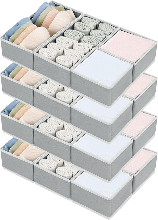 DIMJ drawer organizers for clothing, 16 Pack, Gray