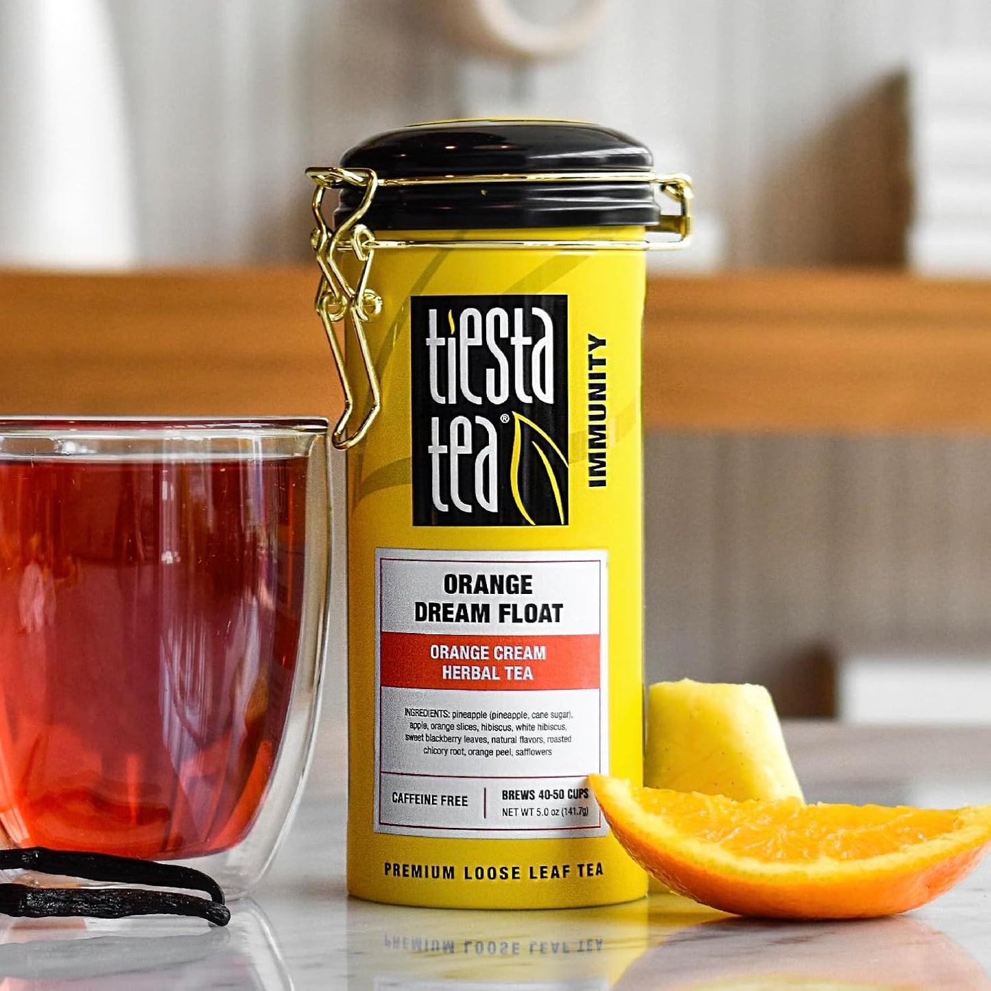 Tiesta Tea - Orange Dream Float Tea, Loose Leaf, Orange Cream Herbal Tea, Premium Caffeine-Free Tea Blend, Make Hot or Iced & Up to 50 Cups, 5 oz Refillable Tin