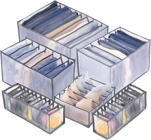 TIGARI Wardrobe Clothes Organizer, Closet Organizer Foldable Drawer Organizer for Clothing, Drawer Dividers for Clothes, Closet Storage for Trousers, Shirts, Jeans, T-Shirt, Bra, Underwear, Socks