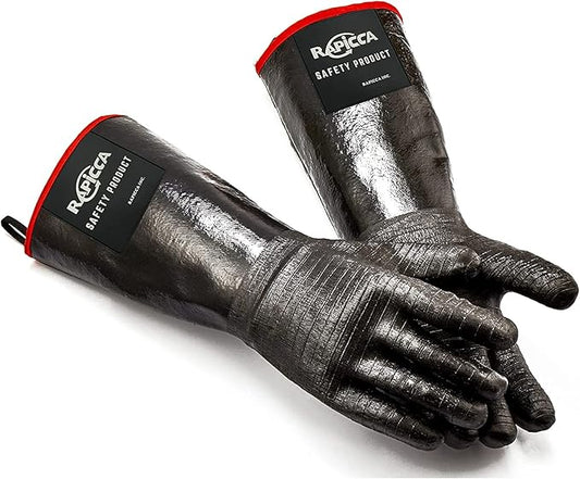 RAPICCA 700°F Heat Resistant BBQ Grill Gloves: Oil Resistant Waterproof for Smoking Grilling Cooking Barbecue Deep Frying Turkey Rotisserie Handling Hot Greacy Meat Grilling Stocking Stuffers for Men