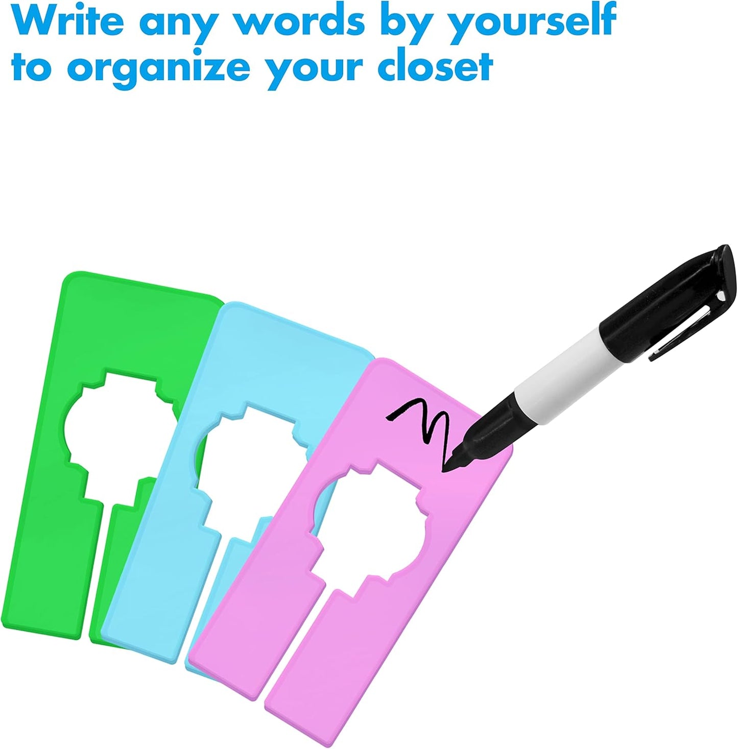 30 PCS Closet Rack Dividers, 6 Colors Rectangular Clothing Hanger Dividers with a Bonus Marker, Writable & Reusable for Sorting Clothes Size, Color Brand