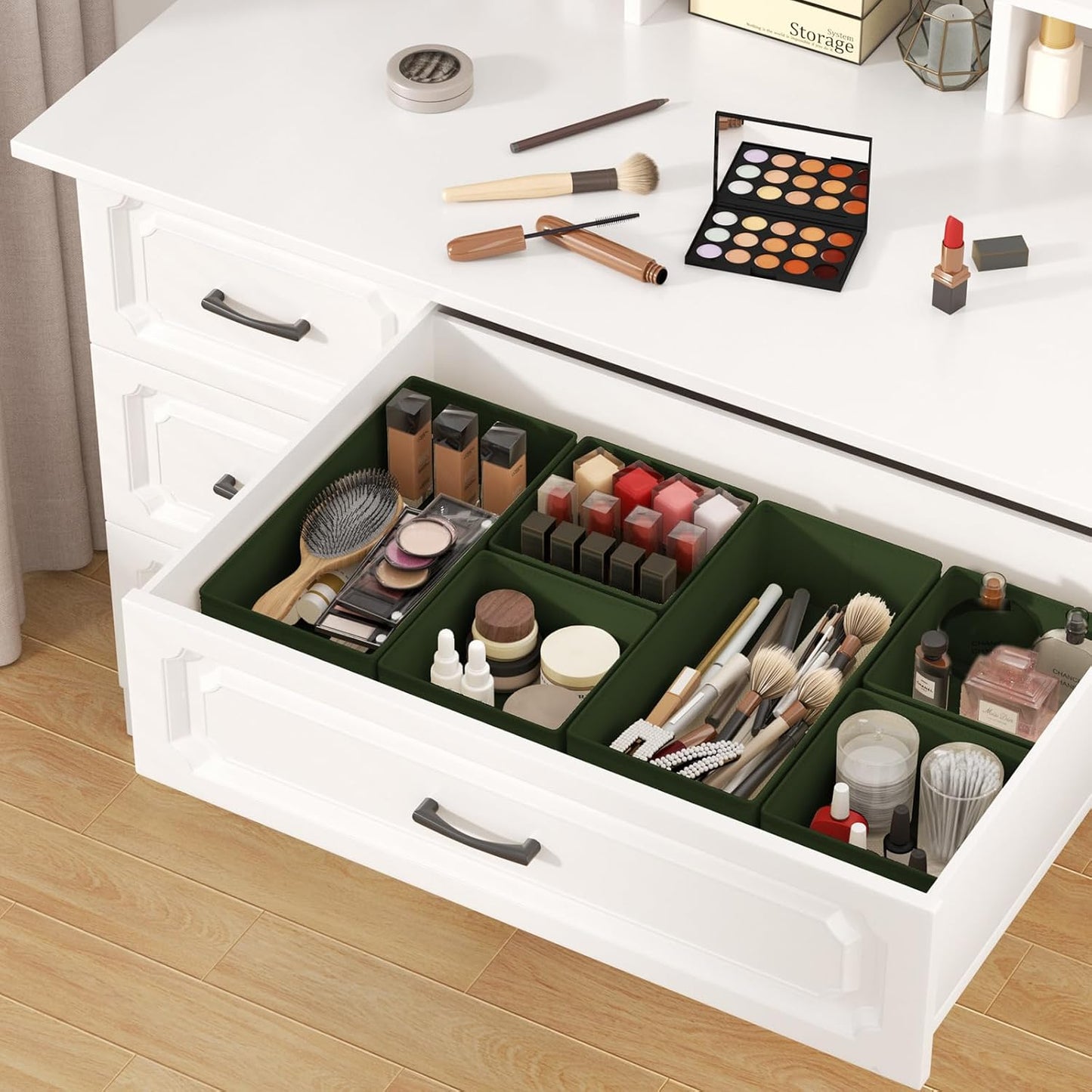 DIMJ Drawer Organizer Clothes 15 Pack - Foldable Baby Organizers and Storage & Dresser Organizer for Bedroom, Closet - Nursery Organization Dresser Dividers for underwear, Sock,Bra, Belt, Tie, Green