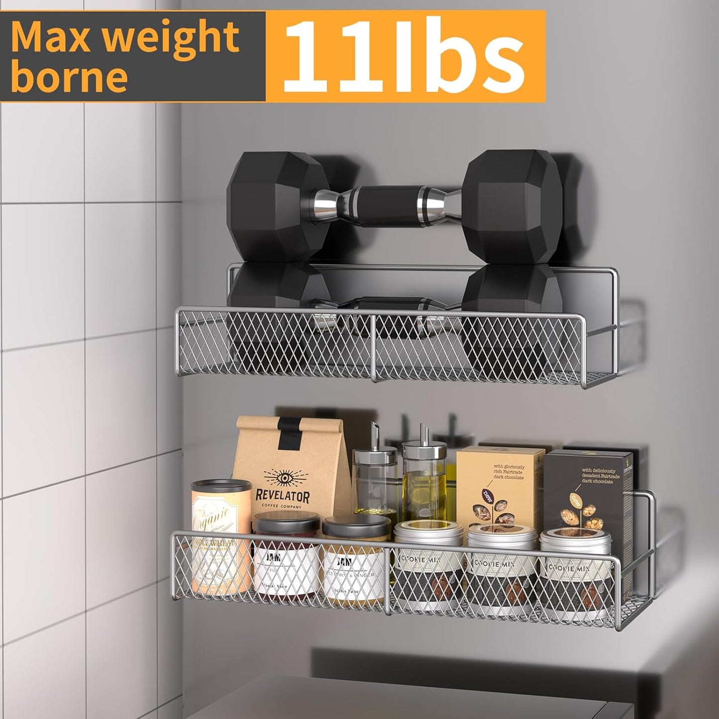 6-Pack Magnetic Shelves for Washing Machine & Refrigerator, Heavy-Duty Laundry Organizer with Hanger Holder & Deep Baskets, Metal Storage System for Laundry Room (Grey)