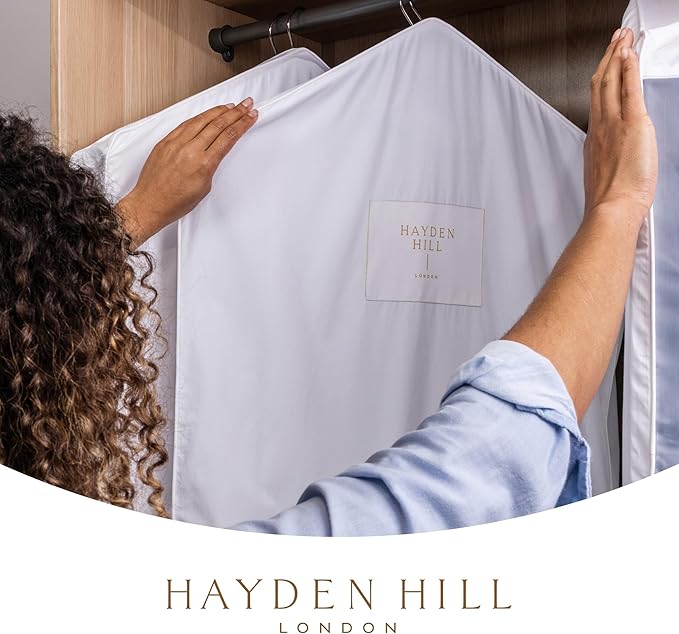 Hayden Hill Luxury Organic Cotton Garment Storage Bag - Short 40 Inch - Breathable Hanging Clothes Bag for Short Dresses, Jackets & Suit Bags for Closet Storage - Certified Carbon Neutral