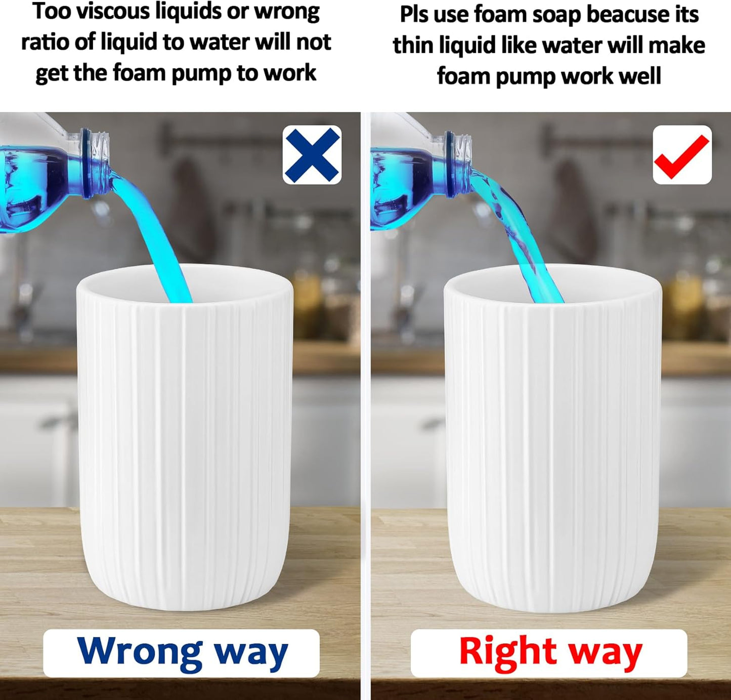 Soap Foaming Dispenser Ceramic with Easy-to-Press Pump Hand Foam Dispenser for Shampoo Bathroom Countertop 13.5 oz