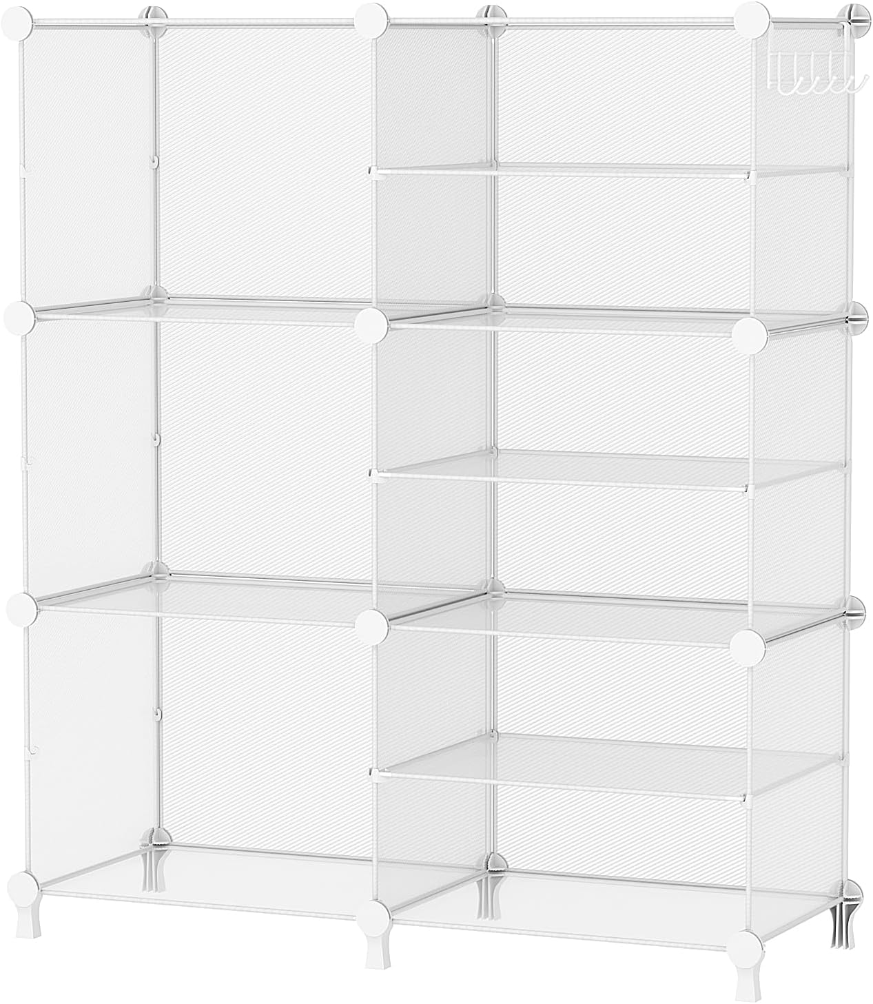 AWTATOS Closet Organizer 6 Cube Storage Shelves Portable Closet Clothes Organizers and Storage Stackable Cubby Shelving for Closet Bedroom Living Room Office, Transparent Twill