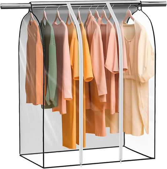 Zilink 43" Clear Hanging Garment Bags for Closet Storage Extra Large Clothes Storage Bag Bottom Enclosed Winter Clothes Storage with 2 Zippers Clothes Protector for Suits,Coats,Shirts,Sweaters