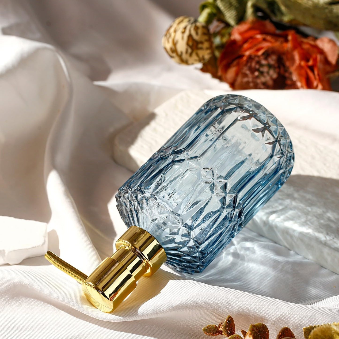 Soap Dispenser with Pump, Refillable Liquid Hand Soap Dish Soap Dispensers for Bathroom Counter, Kitchen Sink (Blue)