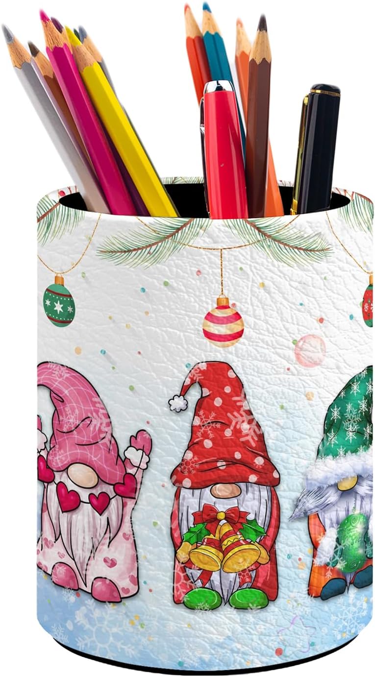 Gnomes Pen Holder Pencil Organizer Cute Pencil Cup Desk Decor Makeup Brush Holder PU Multifunctional Office Suppliesfor Home Classroom School