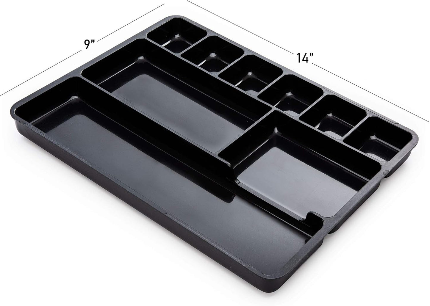 Desk Drawer Organizer Tray with 9 Storage Compartments - For Home and Office - Drawer Organizers Office, Perfect Organizing Pens, Pencils, Paper Clips, Sticky Notes and all your Supplies - 2 Pack