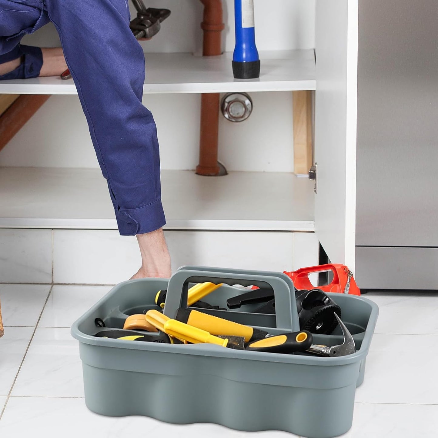 6-Pack Plastic Shower Caddy Tote, Portable Storage Caddy Basket Organizer with Handle, Commercial Caddy Tray Tool Organizer Bucket