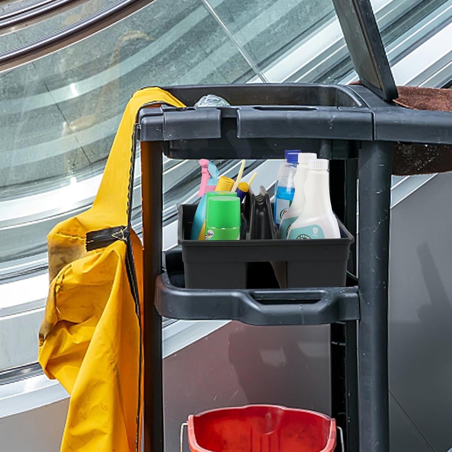 6 Packs Plastic Cleaning Supplies Storage Caddy with Handle, 3-Compartment Portable Shower Basket Tote