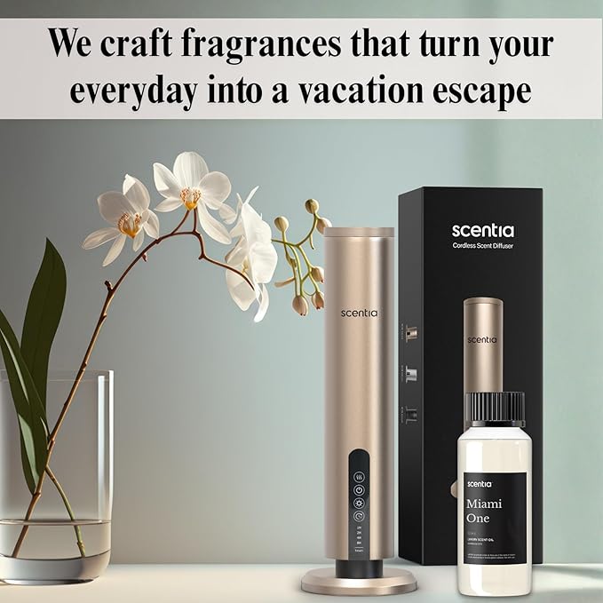 Scentia Miami One Diffuser Oil 120 ml – Aromatherapy Fragrance Oil Inspired by 1 Hotel® Miami Beach – Lemon & Sandalwood Essential Oil Blend for Diffusers – Made in USA – Holiday & Christmas Gift