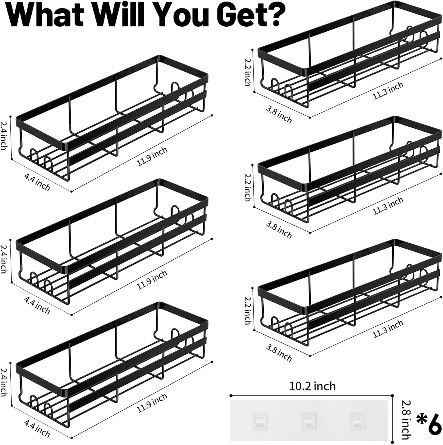 WOWBOX Shower Caddies 2 Pack - Adhesive Hanging Shower Shelf - Bathroom Organizers and Storage, No Drilling Stainless Shower Shelves for Home Decor, Bathroom Accessories