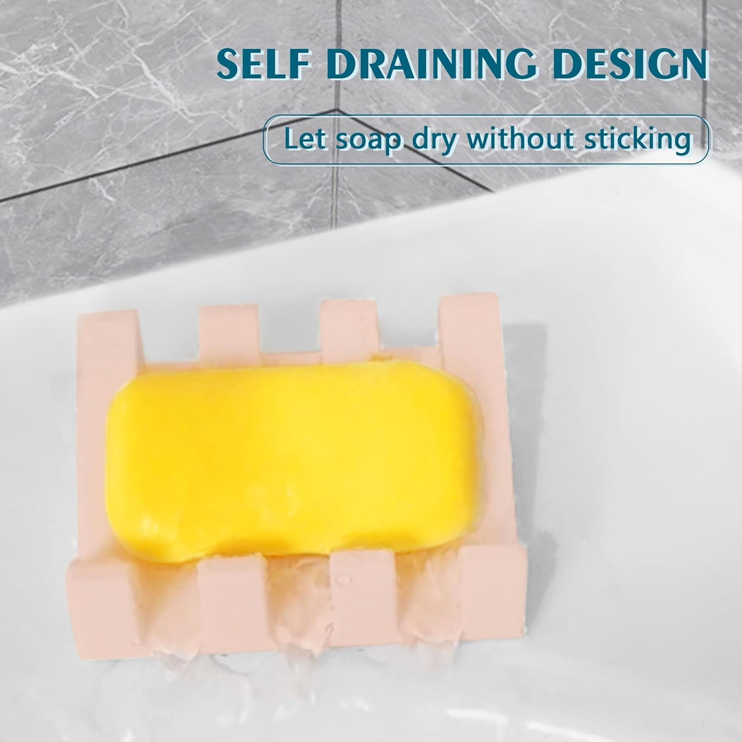 Self Draining Soap Dish Holder,Silicone Soap Dish,for Bathroom,Kitchen, Sponges，Can Extend Soap Life，Keep Soap Bars Dry and Easy Cleaning (2, Pink)