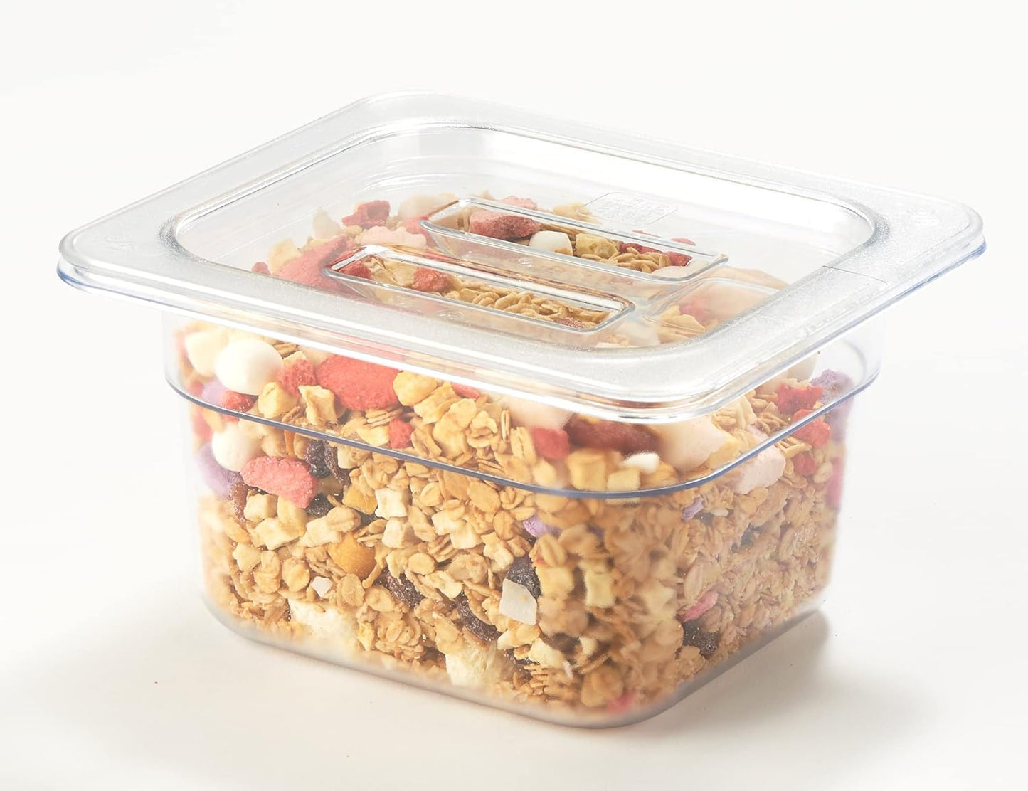 CURTA 6 Pack Food Pan Lids, 1/6 Size Polycarbonate Cover with Handle, Plastic Clear