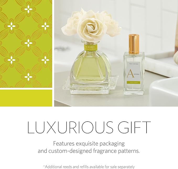 AGRARIA AirEssence Flower and Reed Diffuser Set, Handmade Sola Flower Botanical Home Fragrance Set, Scented Oil Reed Diffuser Gift for All Occasions