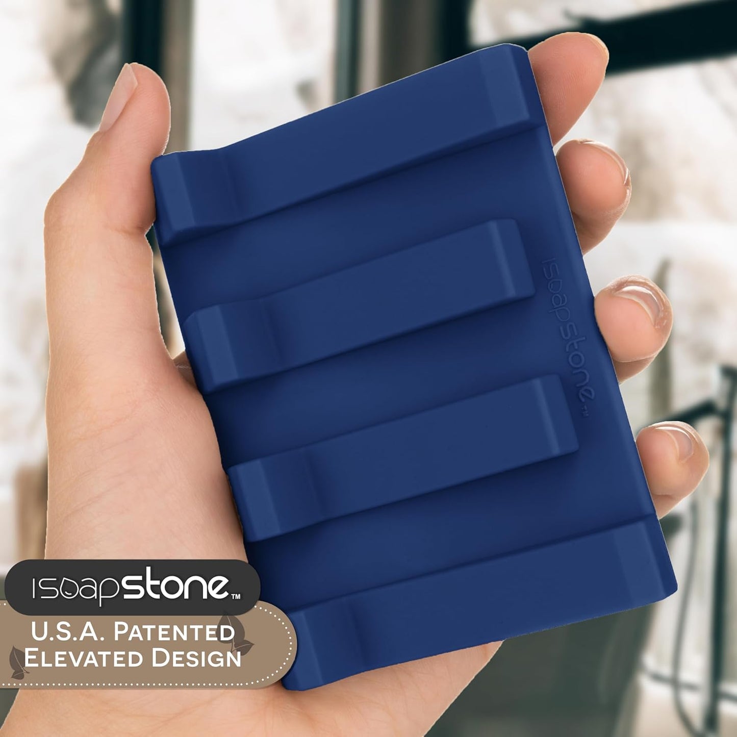 Silicone Soap Dish (USA Patented) Self Draining Bar Soap Holder for Shower Bathroom Sink, Drying Soap Dish Tray Kitchen Sponge Holder Easy Cleaning Soap Saver Mat (Midnight Navy, 2)