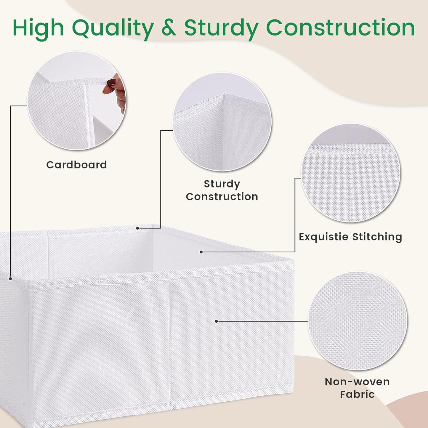 Criusia 16 Pack Underwear Drawer Organizer, Drawer Organizer Clothes, Foldable Cloth Storage Box Closet Dresser Drawer Divider Organizer for Clothes, Scarves (White)