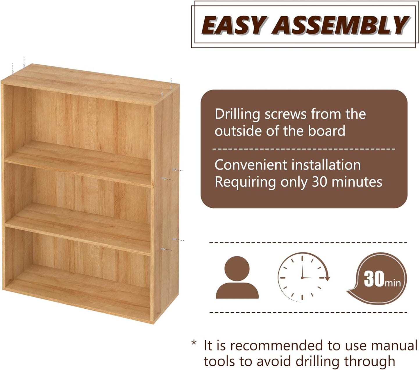 Wooden 3 Cube Storage Organizer,3 Tier Low Bookcase Storage Display Organizer, 33 Inch Versatile Cubes Shelf and Cubby Unit for Any Space (Natural Oak, 3 Cube-W(23.6inch)