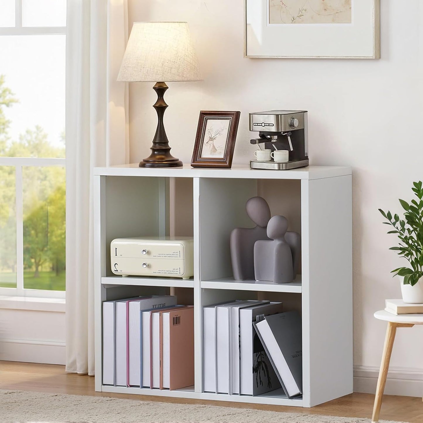 4 Cube Book Shelf - High-Strength Steel Cube Storage Organizer with Open Display Shelves for Living Room