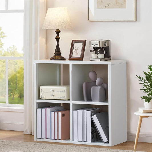 4 Cube Book Shelf - High-Strength Steel Cube Storage Organizer with Open Display Shelves for Living Room