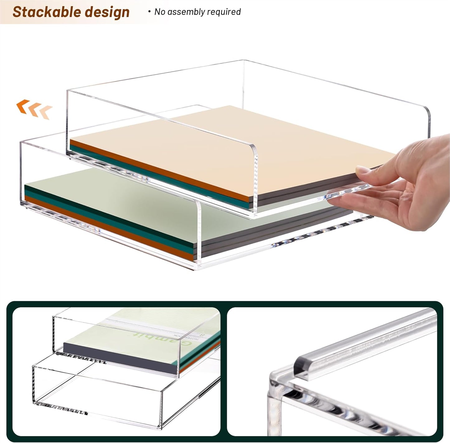 Paper Organizer Letter Tray, Clear Acrylic Paper Tray, School Teacher Office Supplies Organization, Stackable Desk File Organizer, Classroom Decor and Accessories-2 Pack…